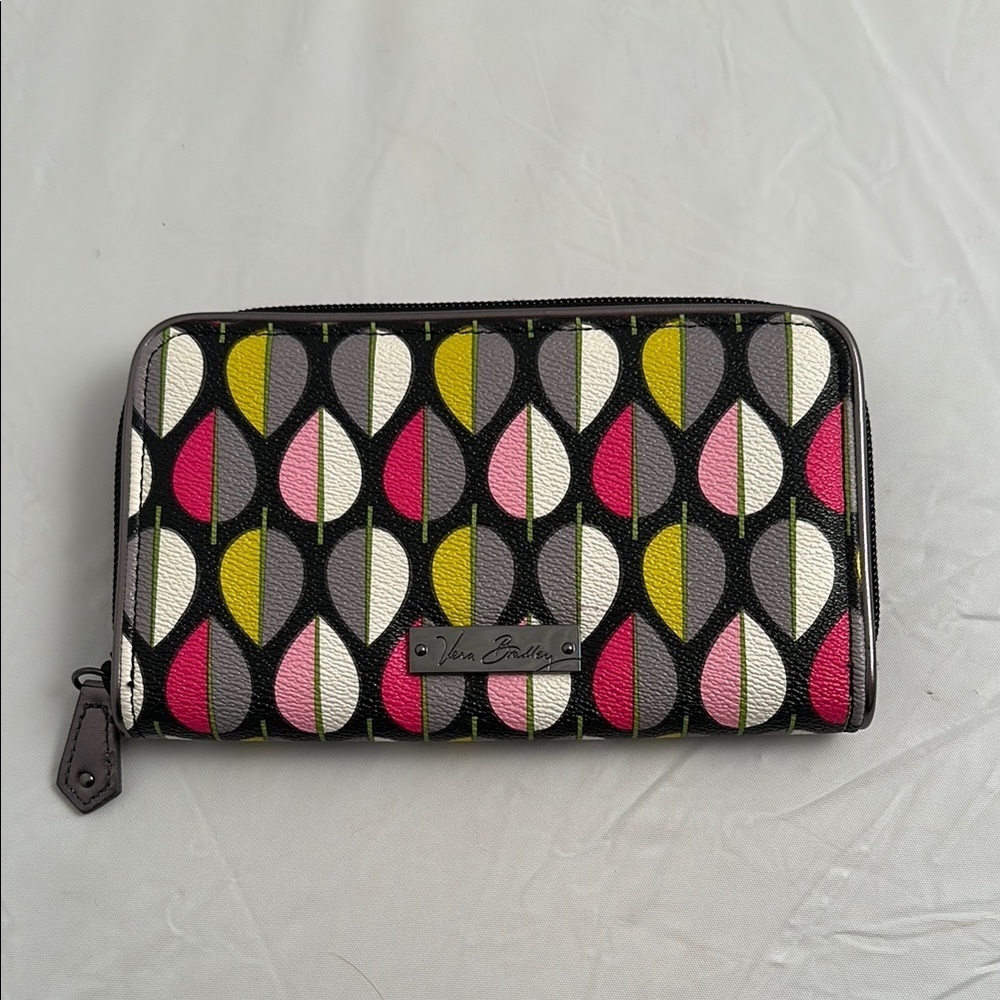 Vera Bradley Moon Drops multicolor zip around accordion wallet